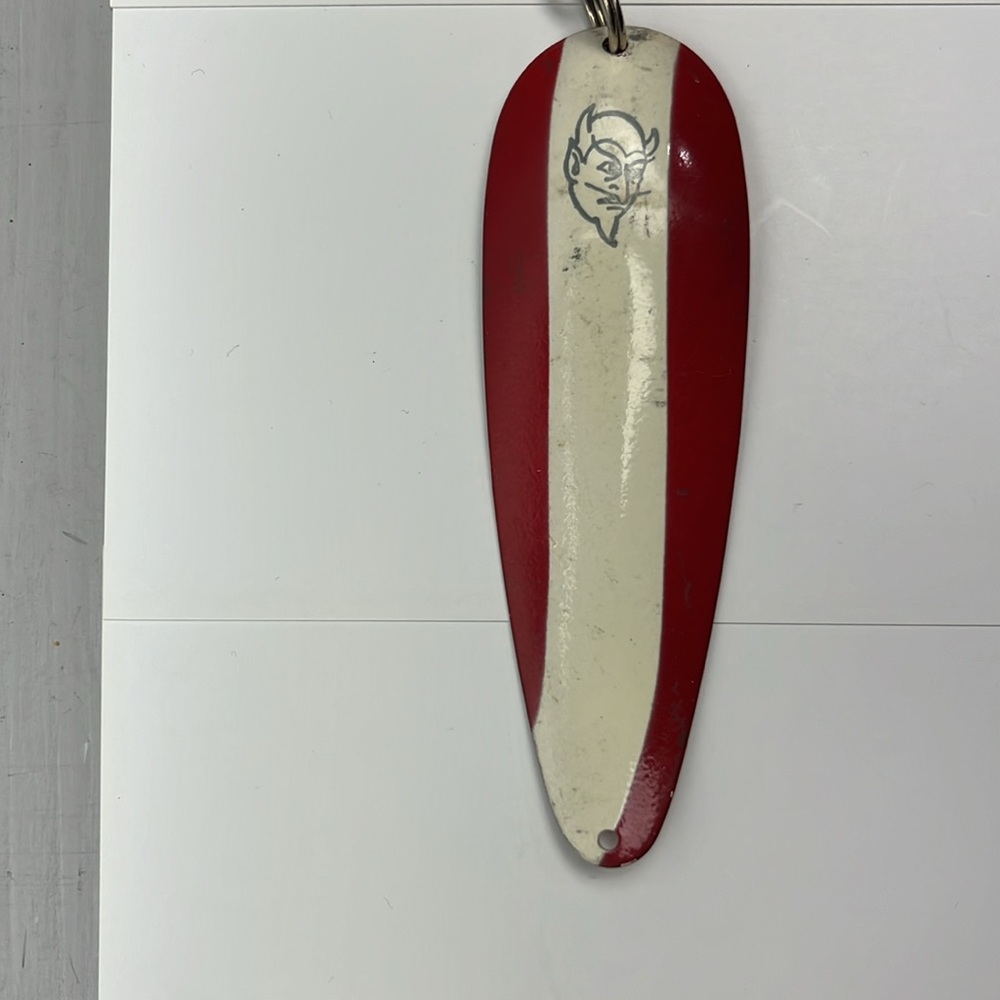 Vintage Dare Devil Troll Devel Red/White Bronze Back Trolling Spoon Made in USA